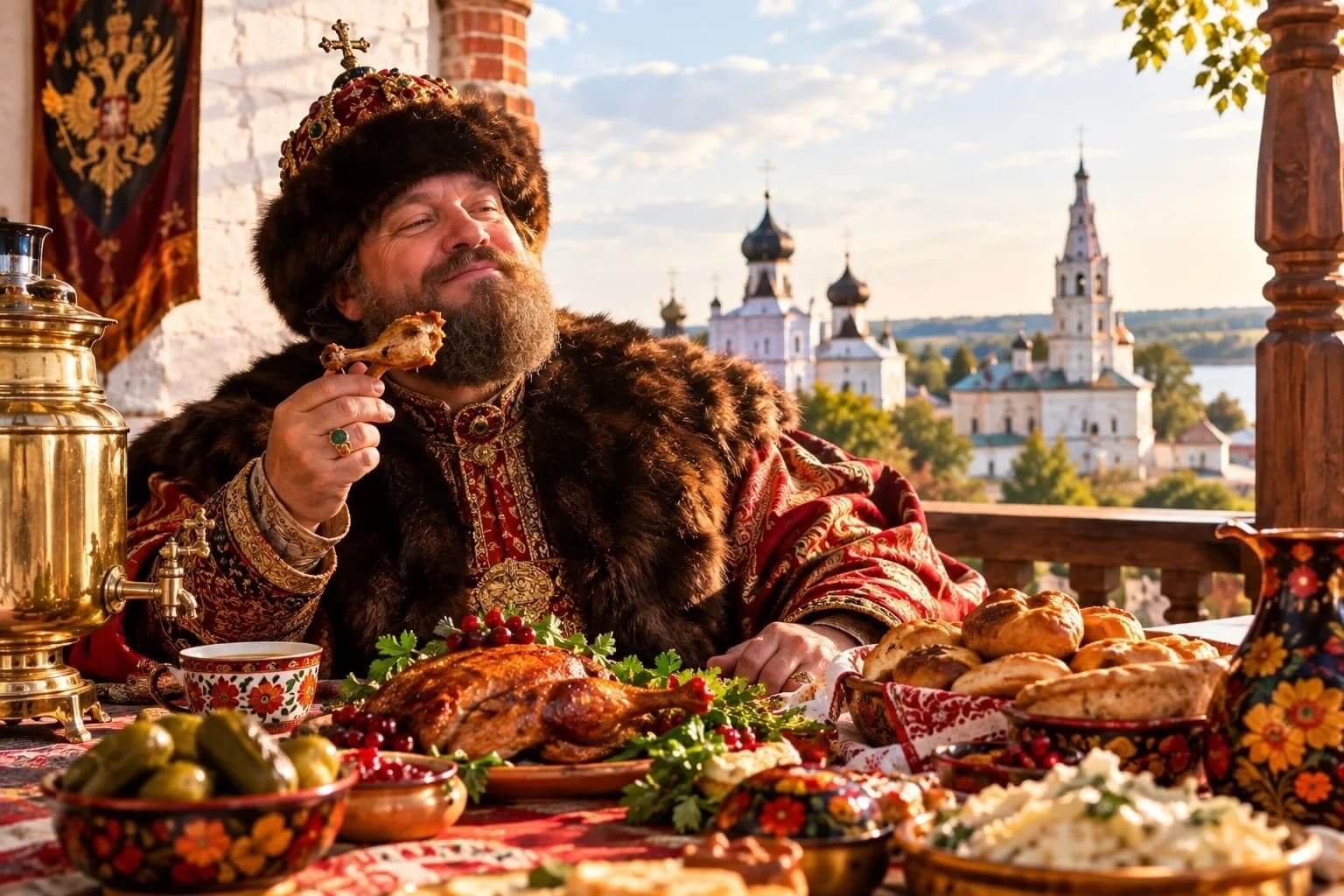 Царь трапезничать желает, к себе в гости приглашает